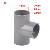 PVC배관자재 20/25/32mm 그레이 PVC 파이프 피팅 스트레이트 엘보 티 크로스 커넥터 워터 어댑터 3 4 5 6, 04 D_01 I.D 20mm