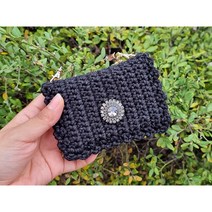 DIY 코바늘 스왈로브스키 프릴 카드지갑 패키지 뜨개가방만들기 뜨개질, 2.블랙