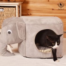 딩동펫 반려동물 고양이 코끼리 사각 하우스, 그레이