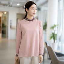 모슬린 엄마옷 레이스 반폴라넥 긴팔 티셔츠 ETP301017 마담 미시옷 중년여성의류 빅사이즈 50대 60대여성옷