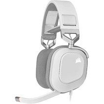 블루투스가 코르세어 HS80 MAX 무선 멀티플랫폼 게이밍 헤드셋 돌비 애트모스 방송 품질 마이크 iCUE 호환 PC 맥 PS5 PS4 모바일 스틸 그레이, Wired_White