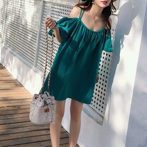 오프숄더 원피스 빅사이즈 여름옷 와이드 루즈핏 배가리기 여성 뚱뚱함 이쁜이 오픈숄더 등트임 A라인 2703094082