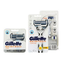 질레트 스킨텍 파워면도기 면도날 4개입 민감성 피부용 파워핸들 면도기, 스킨텍면도기