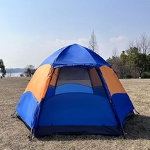 몽골텐트 캐노피천막 대형 캠핑 행사용 업소용 투명비닐천막 테라스 자동 야외 캠핑 텐트 6-8 인용 가족, 01 blue 6-8Person