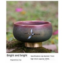 세라믹 도자기 전통찻잔 보이차 쌍화차잔 쿵푸 - 거친 찻잔 유색 구리 밑창 메인 컵 컵, 찻잔