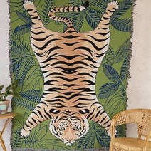 호랑이 소녀 드로잉 대형 블랭킷 북유럽 감성 그림 담요 캠핑 러그 태피스트리