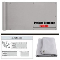 돗자리 회색 방수 양산 천으로 울타리 개인 정보 보호 화면 안티 폴리 에스터 직물 발코니 레일 메쉬 야외 그늘 항해 태양 대피소, Eyelets Space 30CM+0.8x2m