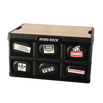 스카이트립 에어즈락 일반형 캠핑테이블 폴딩박스 차박 세트, 일반형 박스 블랙 + 우드 상판 + 스티커
