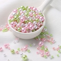 비즈공예재료 레진아트 600800Pcs 다채로운 ABS 모조 의류 진주 믹스 38mm 구멍이 있는 둥근 구슬 DIY 팔찌 매력 목걸이 만들기위한, 60g, Pink Green