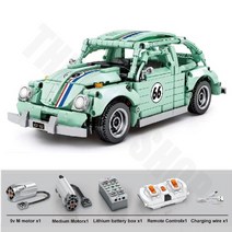 하이테크 MOC 스포츠 레이싱 카 8411 폭스 바겐 비틀 모델 10252 빌딩 블록 교육용, 02 8411 WITH MOTOR