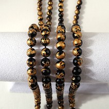 [5604-B-01]원석라운드 8mm 사방신원석(청룡 백호 주작 현무) 오닉스금색 1개