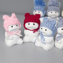 핸드메이드 곰돌 털실 모자 파츠 미니어처 석고방향제 만들기 DIY 재료 식물 스투키 화분 데코, 핑크