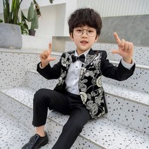 남아 하객룩 주니어 화동 정장 원피스 드레스 플라워 자켓 바지 나비 넥타이 피아노 의상 브론징 쇼 호스트 사진 3 피스