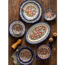 북유럽 폴란드 프라카 그릇 구절판 무자기 포르투갈 도자기 접시 세트, 2종 세트 A