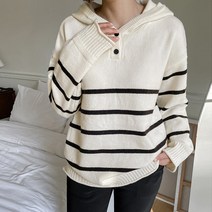 [조아맘] 단테 스트라이프 후드 니트