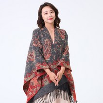 여성 판초 망토 에스닉 숄 가디건 케이프 머플러 코트