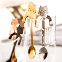 고양이 팔 컵걸이 숏 커피 티 스푼 11.8cm DD-11465, 실버, 실버