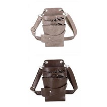 GHSHOP 미용 가위 파우치 PU 가죽 이동식 후크 벨트 살롱 브라운+미용 가위 파우치 PU 가죽 이동식 후크 벨트 살롱 그레이, 12x21cm, 갈색