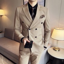 더블 정장 남정장 다크그레이 스트라이프 웨딩드레스 신랑 양복 남 헨리 캐주얼