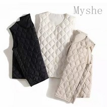 [Myshe]여성 가을겨울 슬림핏 패딩조끼 경량 베스트 CDfei1011MJ4