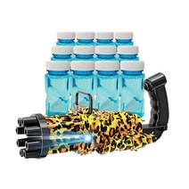 라이언나인 게틀링 버블건 LED 카모플라쥬 자동 비눗방울 머신건 안새는 비누방울 총, 치타+비눗물용액(60ml) x 12개