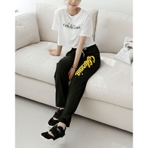 텐라인 옆선 레터링 우븐 조거