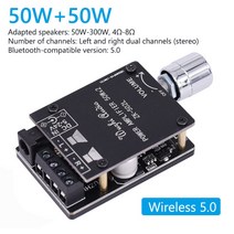 음성 인식 모듈 컨트롤 식별 2*100W TPA3116D2 오디오 전력 증폭기 Bluetooth 호환 5.0 스테레오 HiFi 클래스 D 디지털 TPA3116 홈 시어터 AUX 음악 앰프, 단일옵션