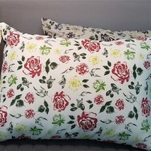 오너클랜 흑장미 린넨 베개커버 50X70, 상품_선택--▶흑장미(베이지)