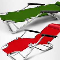 침대되는 의자 특대형 접이식 캠핑 낚시 야외 릴렉스 리클라이너 소파 1인 체어 베드 썬텐, 레드