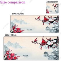 벚꽃 아트 마우스 패드 일본 사쿠라 카드 블랙 테이블 매트 큰 게이머 카펫 게임용 키보드 액세서리, 12+900x300x2mm