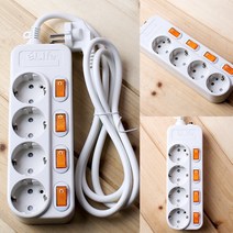 1.5M 4구 안전 멀티탭 개별스위치 멀티탭박스 멀티탭3구 대용량멀티탭 책상수납 멀티탭선정리 컬러멀티탭 안전멀