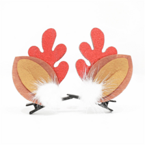 오꿈 크리스마스 산타 머리띠, 12 산타머리핀 사슴뿔(휄트) RED, 1개