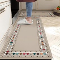 피로 방지 주방 러그 [2피스] 미끄럼 바닥 매트 방수 쿠션 편안한 스탠딩 주방 싱크대 사무실 세탁물용 그레이 43.9 x 71.1cm(17.3 28인치)+43.9 11, Modern-brown