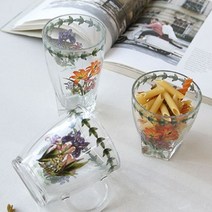 [RA㏓] 야생화 유리컵 선물용 주스 가정용 디자인 물컵 음료 유리물 꽃무늬 ▷_§Ea, §§_소 언더락