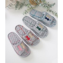 3중바닥 커플 고양이 누빔 패브릭 실내 슬리퍼 (4color) 층간소음방지 거실화, (남) 그린