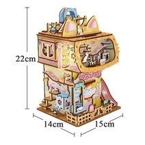 DIY 나무 케이프 카페 스토어 미니어처 빌딩 키트 도시 스트리트 뷰 3D 조립 인형의 집 데스크탑 스토리지, 05 TQ655
