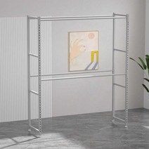 세탁소 행거랙 옷걸이 의상실 철제 의류창고 업소용, 화이트 그레이 200x50x200(2단)
