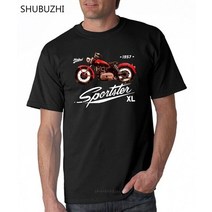 할리데이비슨 티셔츠 용품 악세사리 hotfuel sportster xl 1957 오토바이 프린트 t 셔츠 코튼 tshirt 남성 여름 패션 티셔츠 유로 사이즈, 검은 색, 엑스