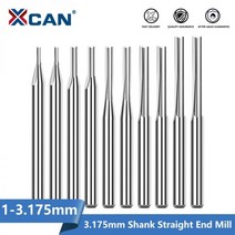 밀링머신 밀링커터 부속 XCAN 스트레이트 슬롯 밀링 커터 3.175mm 생크 2 플루트 CNC 라우터 비트 초경 엔, 3.175x1.5x12x38