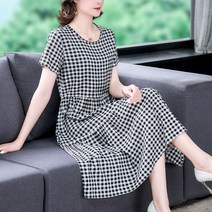 헬리꽁땡 2장세트 도트+체크 면원피스 시원한 여름 휴가패션 루즈핏