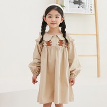 핑키핑크 여아용 베어카라원피스