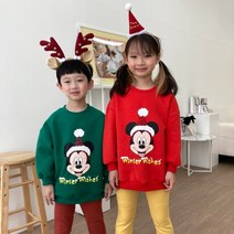 (S-4XL) 크리스마스 겨울 따뜻한 기모 면 맨투맨 키즈 주니어
