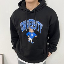 베럴댄나우 남자 기모 뉴욕 유니버시티 프린팅 오버핏 후드티