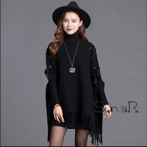 Sun siR 보헤미안 태슬장식 판쵸 망토