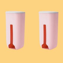 무타공 비닐봉지 수납 정리함 2개, 피치 핑크+피치 핑크