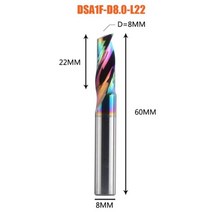 초경 합금 탄소강 엔드밀 밀링 Dreanique-3.175 4 6 8mm CNC 싱글 플루트 솔리드 텅스텐 카바이드 알루미늄용 DLC 코팅 커터 1 피스, DSA1F-D8.0-L22