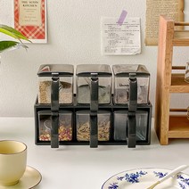 cocooning Zakka 원터치 심플 조미료 양념통 세트, 블랙6P