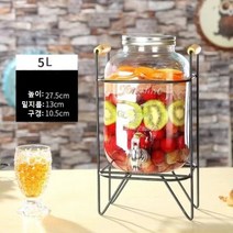 가완이일홈마니 음료수통 용기 통 수도꼭지 술통 음료 유리병 셀럽 약주병 물통, T02-5리터+스틸수납대+ABS(도카 물끓이는)N