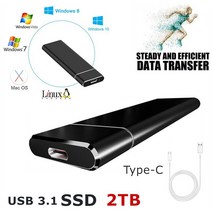 Ymeng 휴대용 미니 SSD 외장하드, 블랙, 1TB