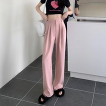 여자의 높은 허리 매달려 넓은 다리 바지 여름 얇은 느슨한 정장 바지 스트레이트 바지 캐주얼 바지